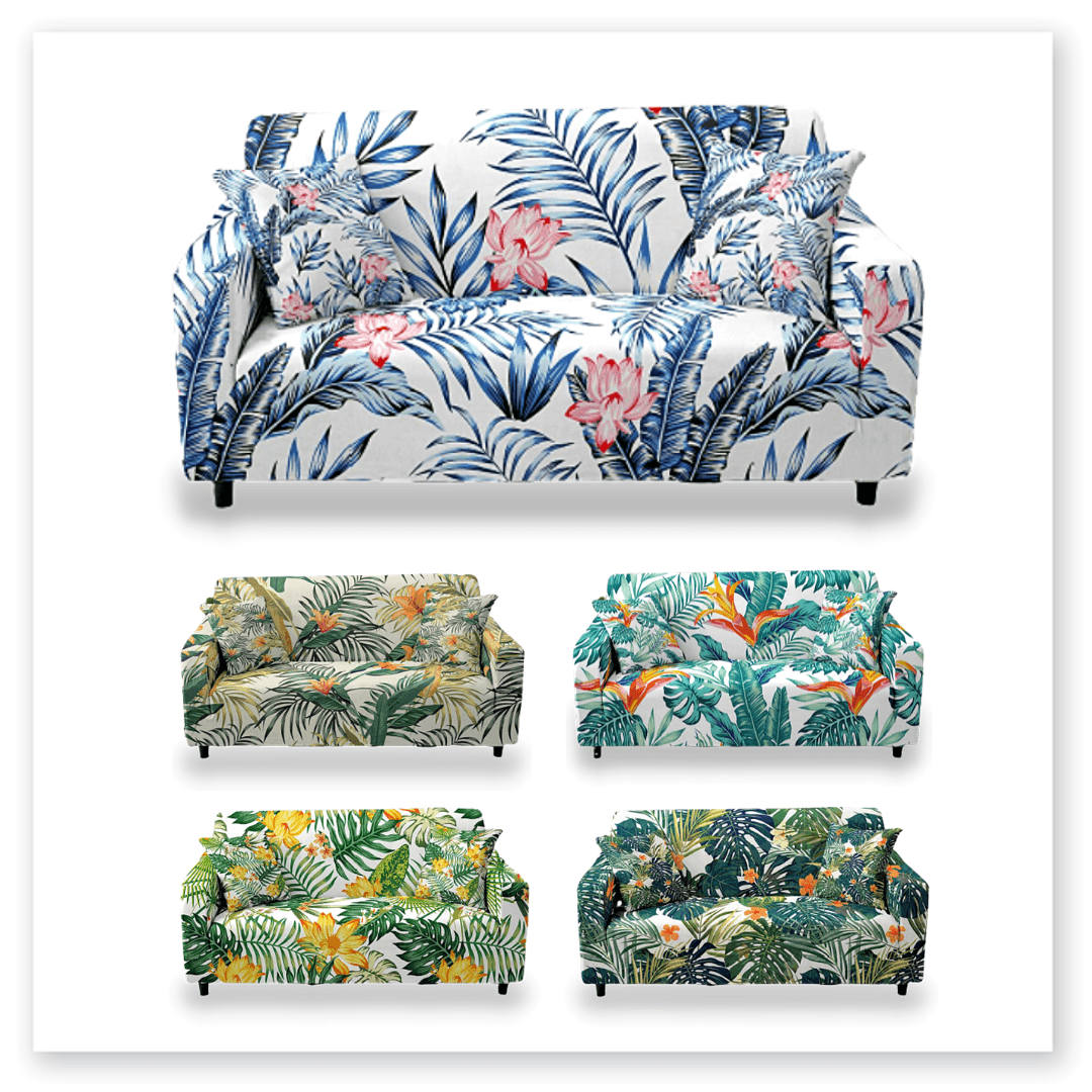 "The Spring Complex" | Couch Covers With Tropical Leaves - Sofa Skin™